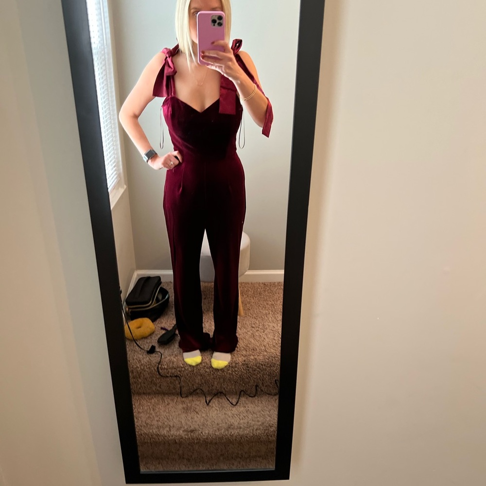 Vici dolls red velvet jumpsuit